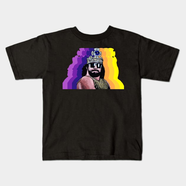 Macho Man Retro Fade Kids T-Shirt by Fijakilsa